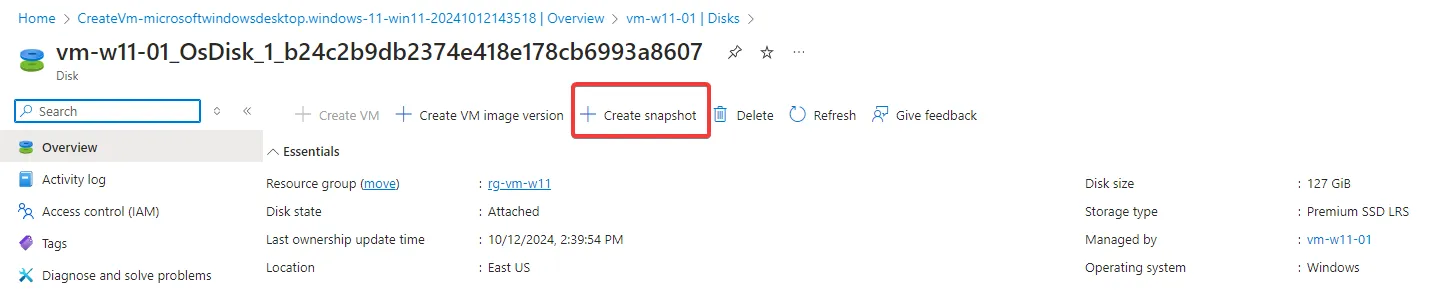 Crear instantánea